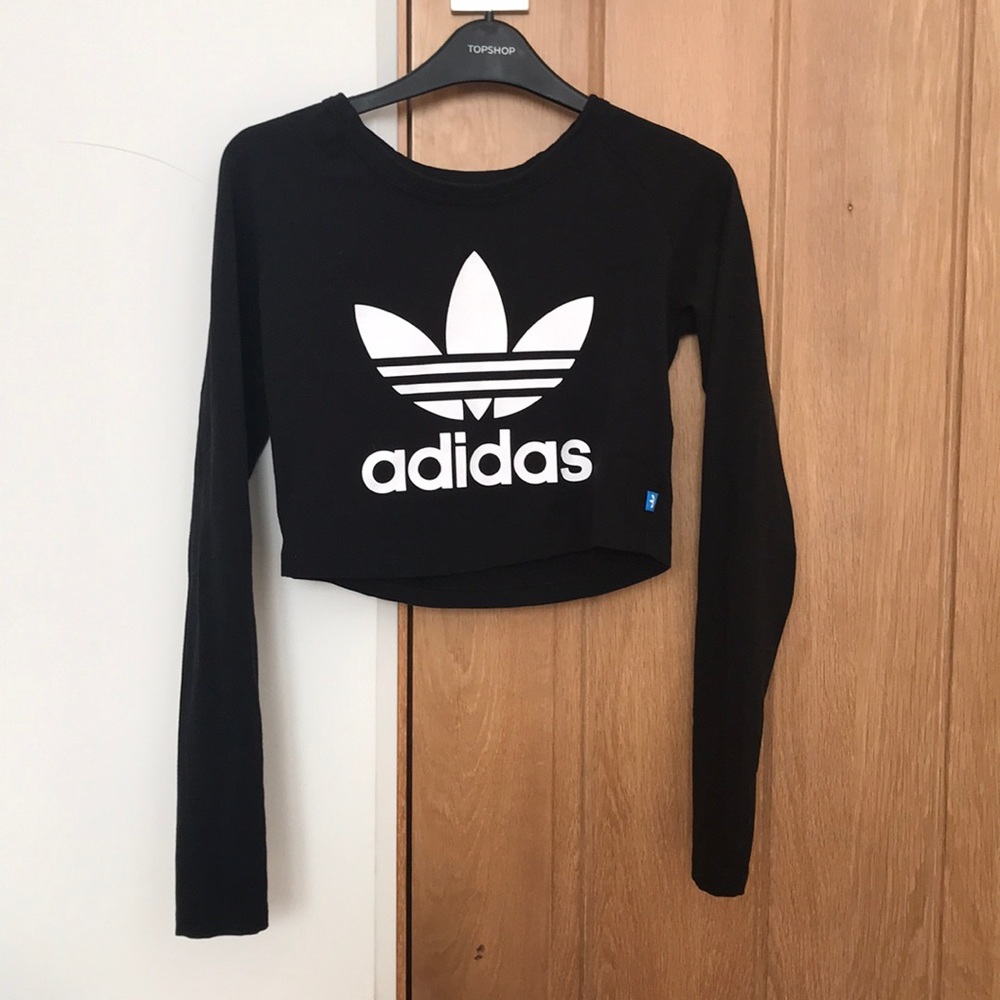Adidas Black Long sleeve Crop Top
